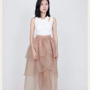 Christopher Esber White Ribbed Glass Button Sleeveless Tank Top Size 8